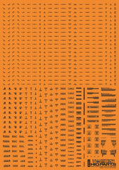 1/144 RB01 Caution Decals One Color Dark Gray (110mm x 156mm) (1 sheet)