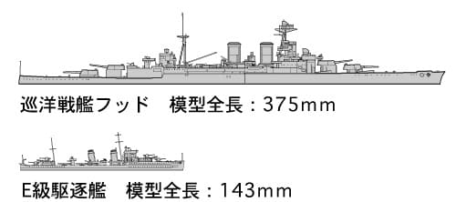 1/700 Water Line Series #806 British Battle Cruiser HMS Hood & E Class Destroyer