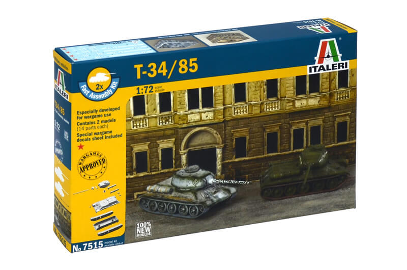 1/72 Italeri #7515 Soviet Medium Tank T-34/85 Fast Assembly (Contains 2 Models)