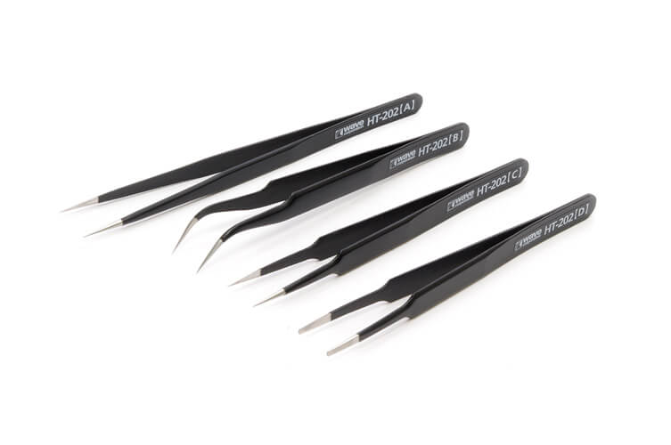 HT202 Extra-Fine Needle Shape Tweezers (4 types 1 each)