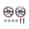 Mini 4WD GUP 19mm Aluminum Ball-Race Rollers (6 Spokes) with Plastic Rings (Red) (2 pieces)