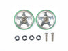 Mini 4WD GUP 19mm Aluminum Rollers (5 Spokes) with Plastic Rings (Green) (2 pieces)
