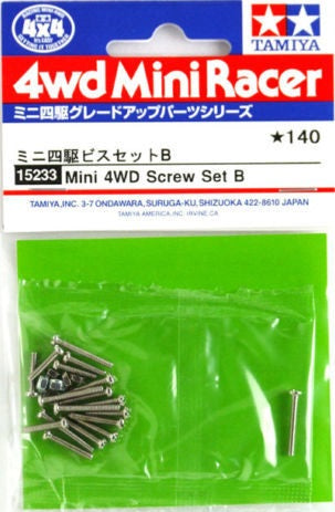 Mini 4WD GUP #233 Mini 4WD Screw Set B (15/12/10mm Screw x 6 each, 2mm Lock Nut x 2, 2mm Nut x 4)