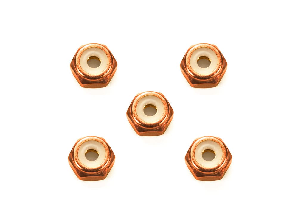 Mini 4WD GUP 2mm Aluminum Lock Nut (Orange, 5 pieces)