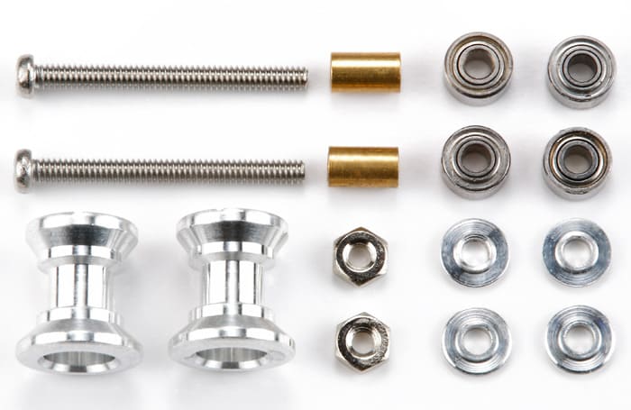 Mini 4WD GUP #403 9-8mm Double Aluminum Ball-Race Rollers (Ringless) (2 pieces)