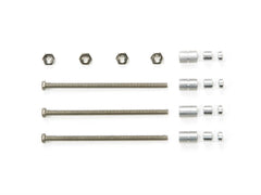 Mini 4WD GUP #407 Stainless Steel Screw Set D (40mm Screw x 3, 6/3/1.5mm Spacer x 4 each, 2mm Nut x 4)