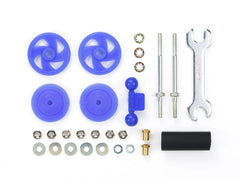 Mini 4WD GUP Large Diameter Stabilizer Head Set Blue (17mm) (with 19mm Low Friction Plastic Rollers)