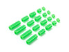 Mini 4WD GUP Light Weight Plastic Spacer Set Fluorescent Green (12/6.7/6/3/1.5mm, 4 pieces each)