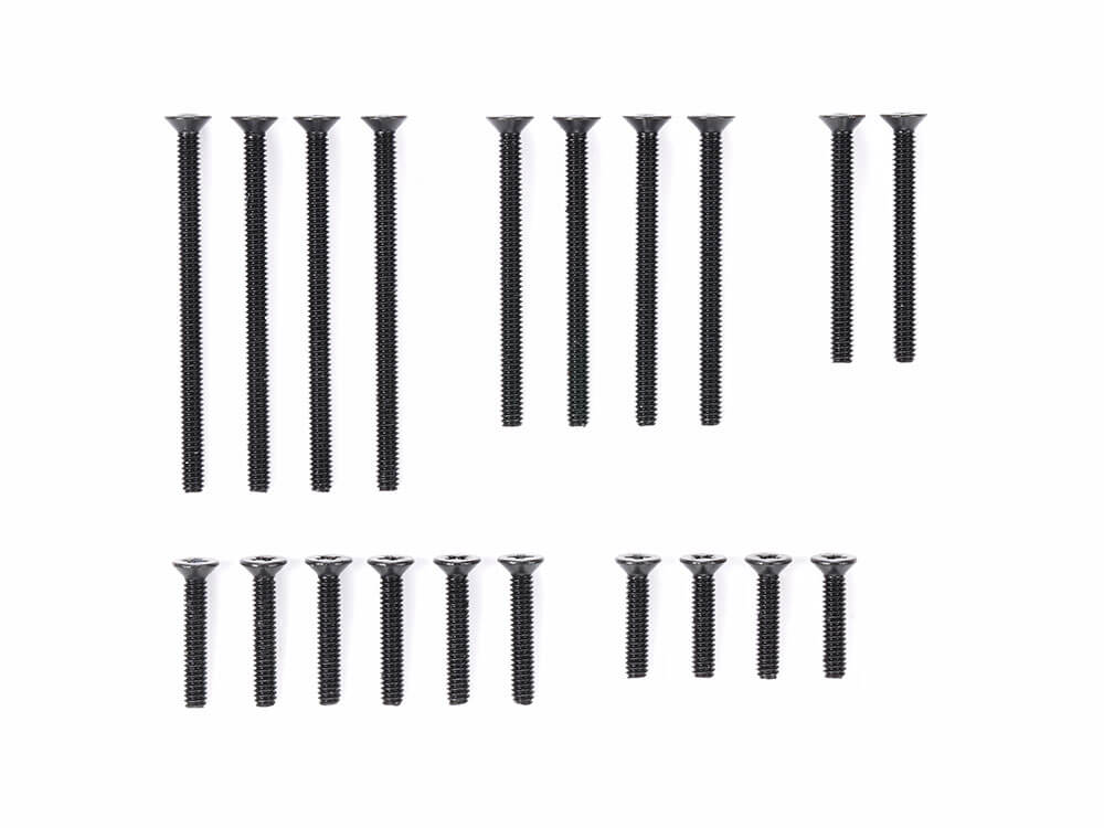 Mini 4WD GUP Stainless Steel Countersunk Screw Set Black (10mm x 4, 12mm x 6, 20mm x 2, 25 & 30mm x 4 each)