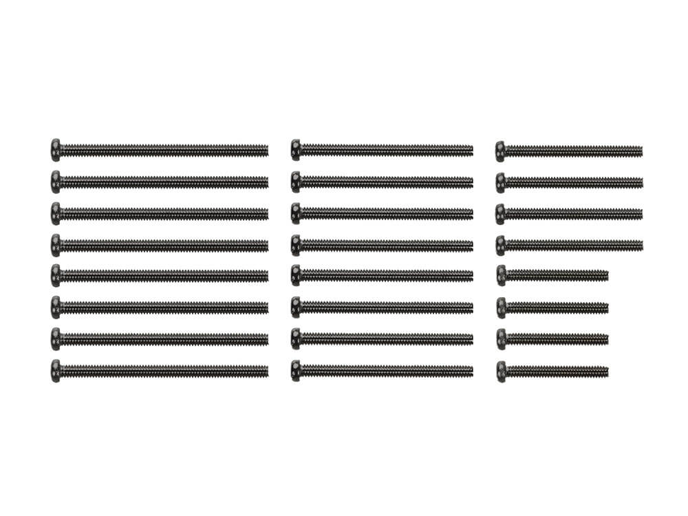 Mini 4WD GUP Stainless Steel Screw Set Black (15 & 20mm x 4 each, 25 & 30mm x 8 each)