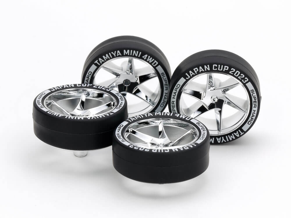 Mini 4WD GUP Super Hard Low Profile Tire & Wheel Set (Spiral) Japan Cup 2023