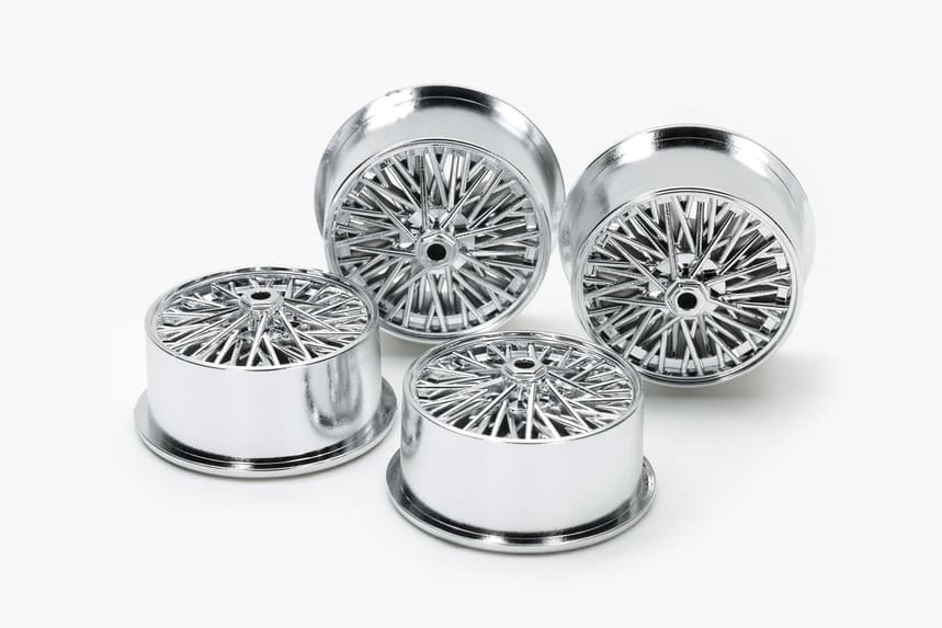 Mini 4WD GUP Wire Spoke Wheels for Low Profile Tires (Silver Plated)